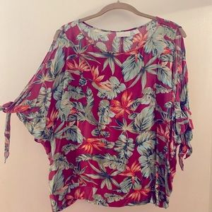 BBW: New York Company, open shoulder tropical top. Size:XL